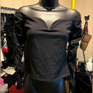 NWT Reformation Long Sleeve Off the Shoulder Ruched Sleeve Top